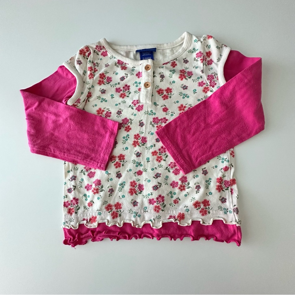 Genuine Kids (Oshkosh) Floral Pink Kids Shirt 24M